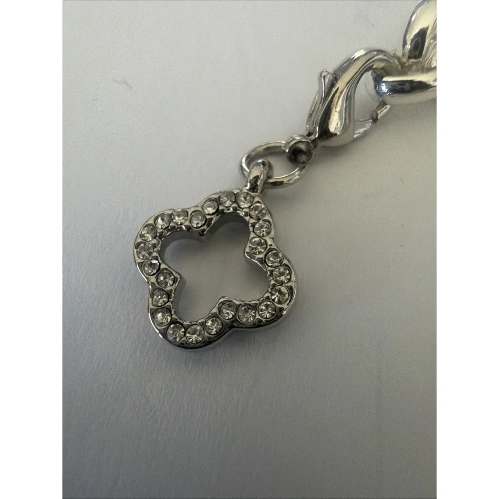 Origami Owl Silver Tone 5 Floating Crystal Charm Bracelet Locket Key Clover 7.5